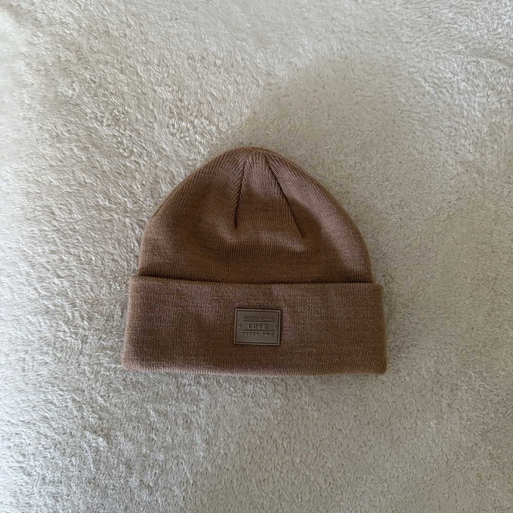 Divided Tan Knit Beanie